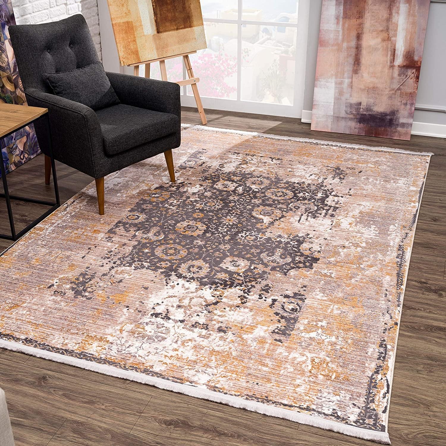 7’ x 9’ Gray Washed Out Persian Area Rug Default Title