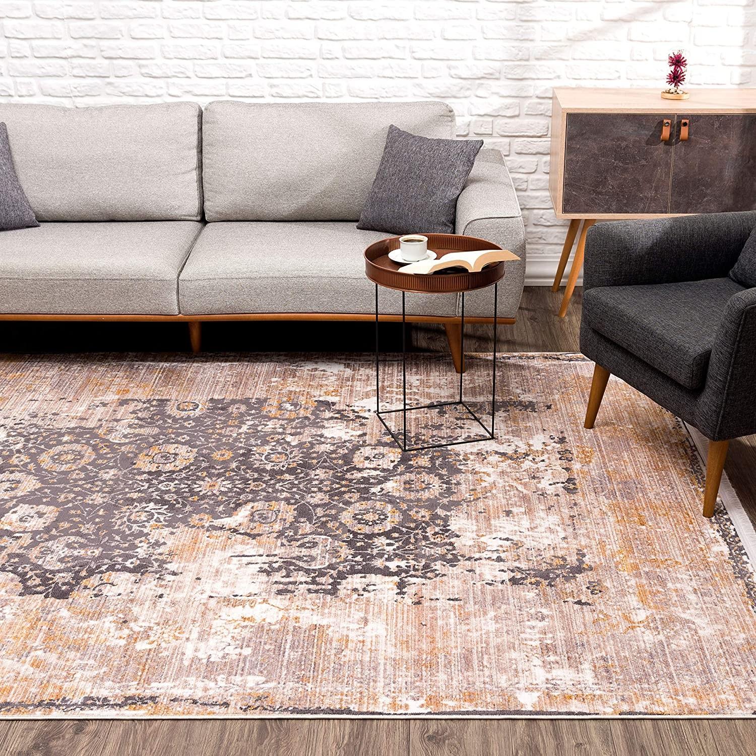 7’ x 9’ Gray Washed Out Persian Area Rug