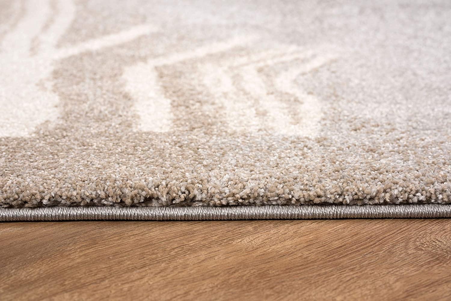 5’ x 8’ Gray and Tan Abstract Stroke Area Rug