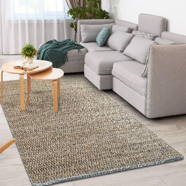 9’ x 12’ Sky Blue and Tan Interwoven Area Rug