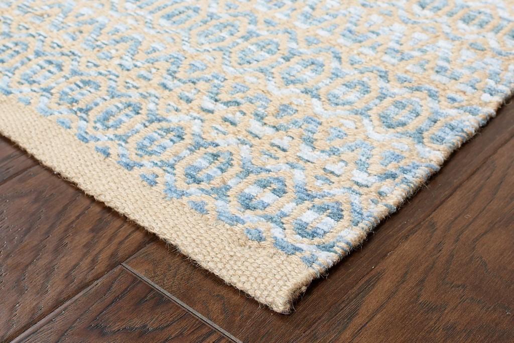5’ x 8’ Tan and Seafoam Striated Area Rug