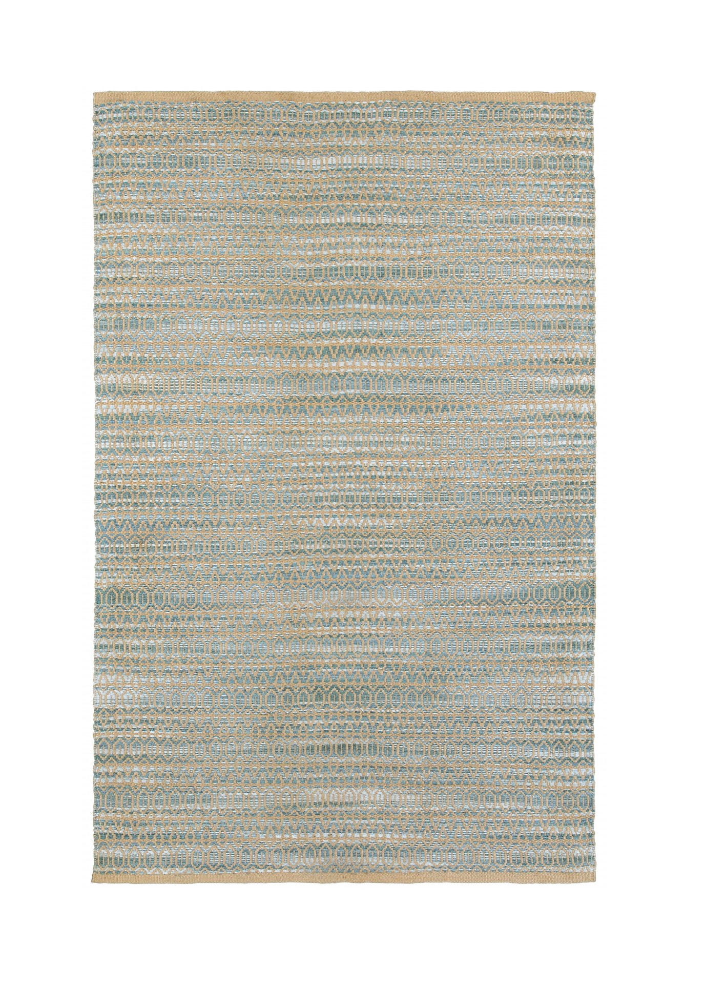 5’ x 8’ Tan and Seafoam Striated Area Rug