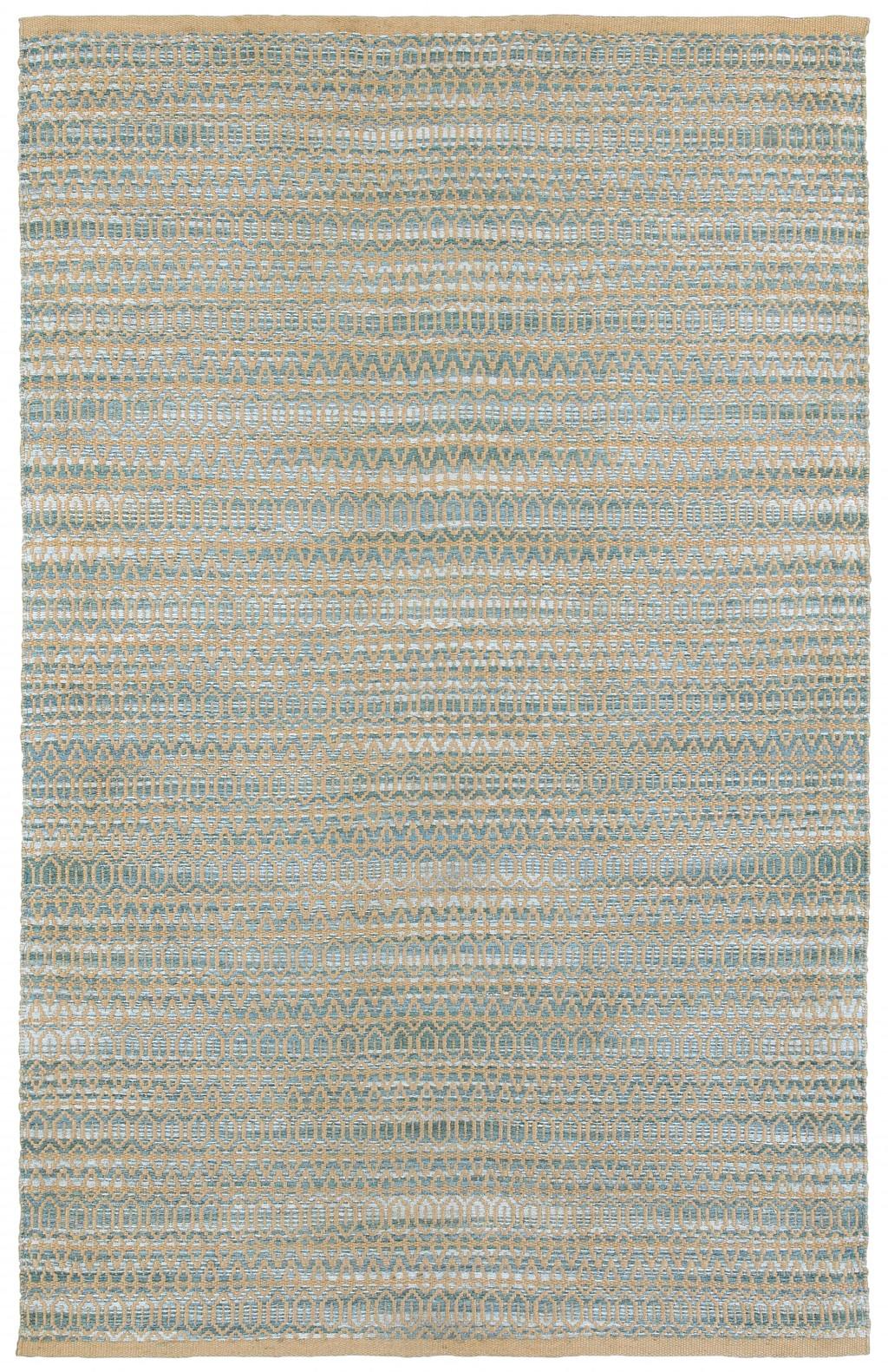 8’ x 10’ Tan and Seafoam Striated Area Rug Default Title
