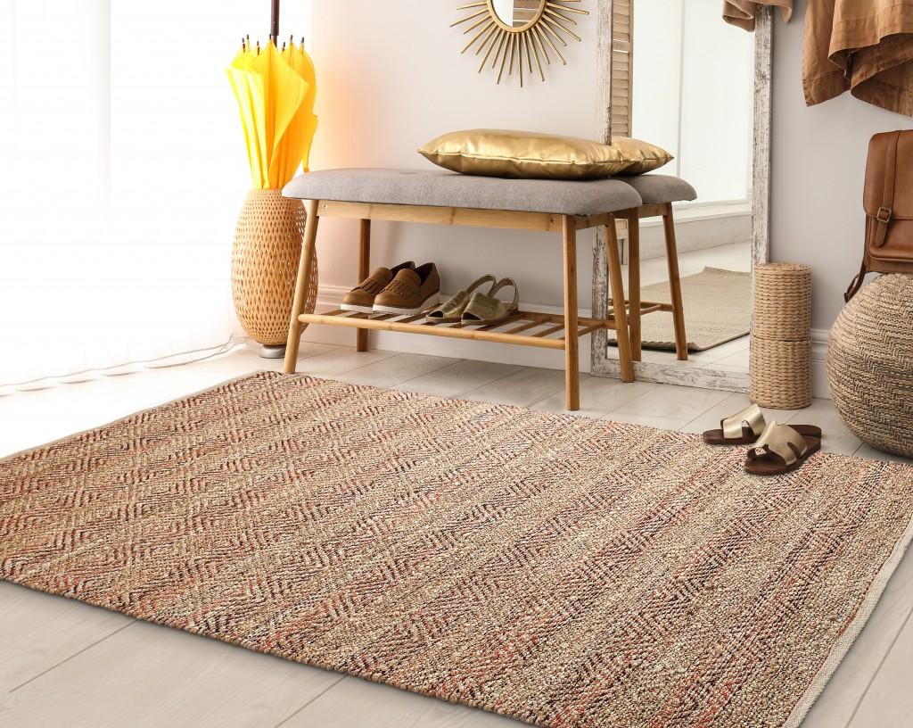 5’ x 8’ Burgundy and Tan Ombre Area Rug