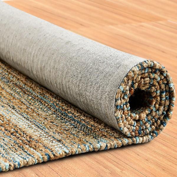 9’ x 12’ Teal and Natural Braided Jute Area Rug