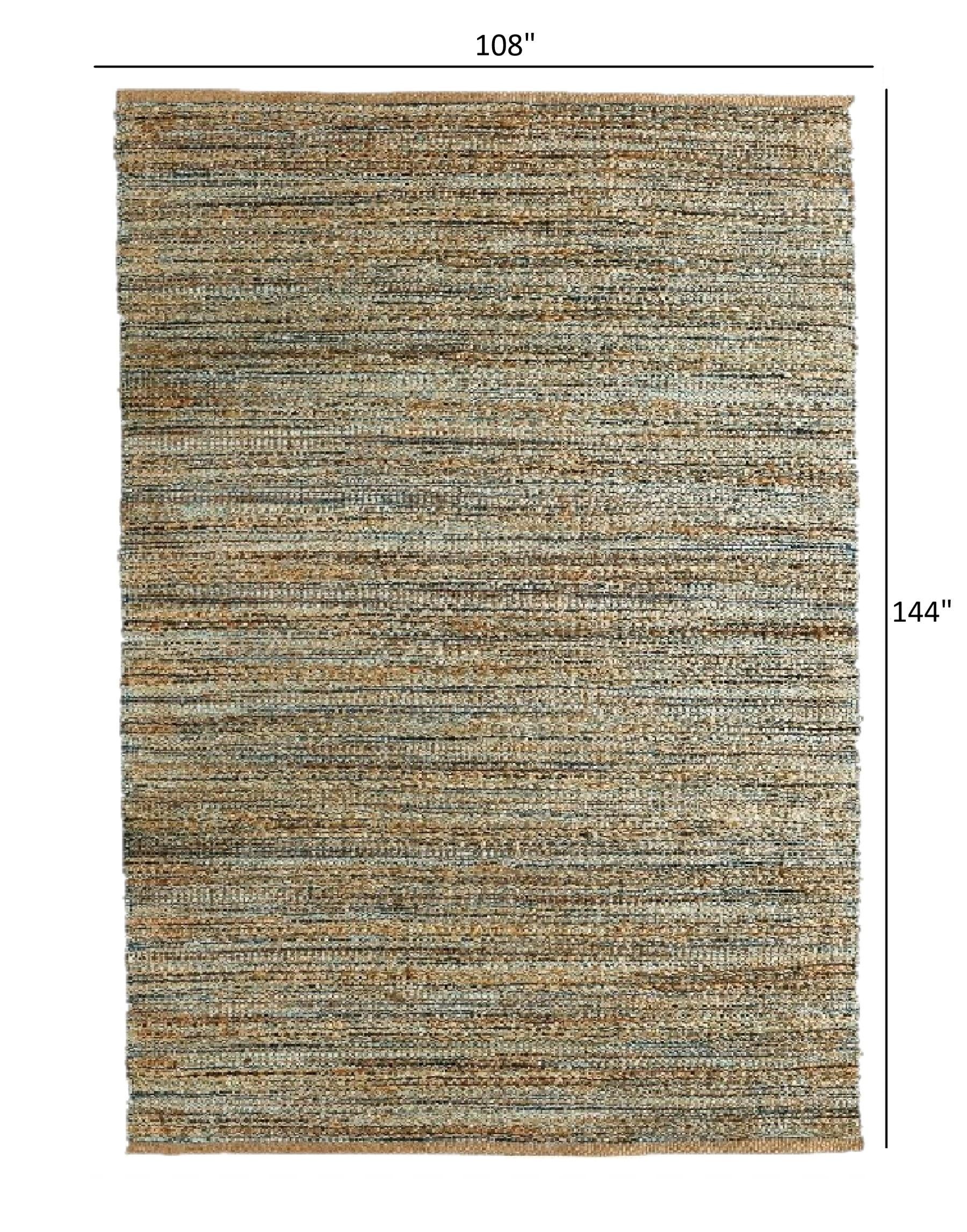 9’ x 12’ Teal and Natural Braided Jute Area Rug