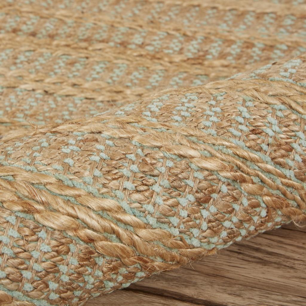 5’ x 8’ Tan and Seafoam Braided Area Rug