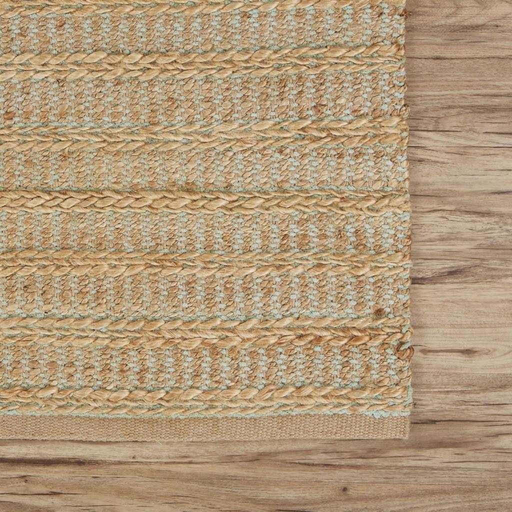 5’ x 8’ Tan and Seafoam Braided Area Rug