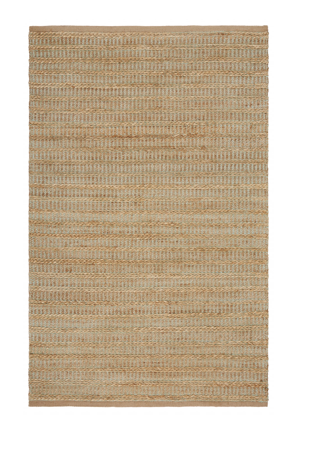 5’ x 8’ Tan and Seafoam Braided Area Rug