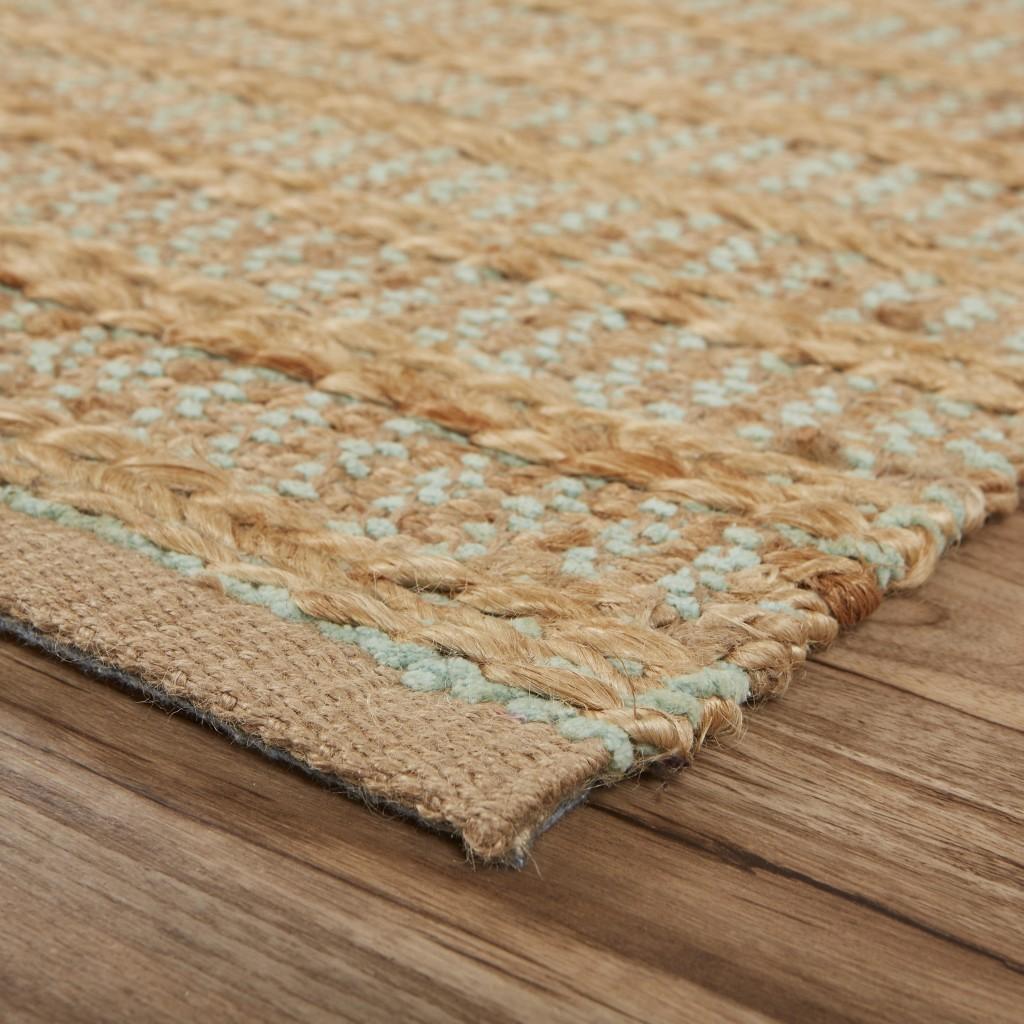 8’ x 10’ Tan and Seafoam Braided Area Rug