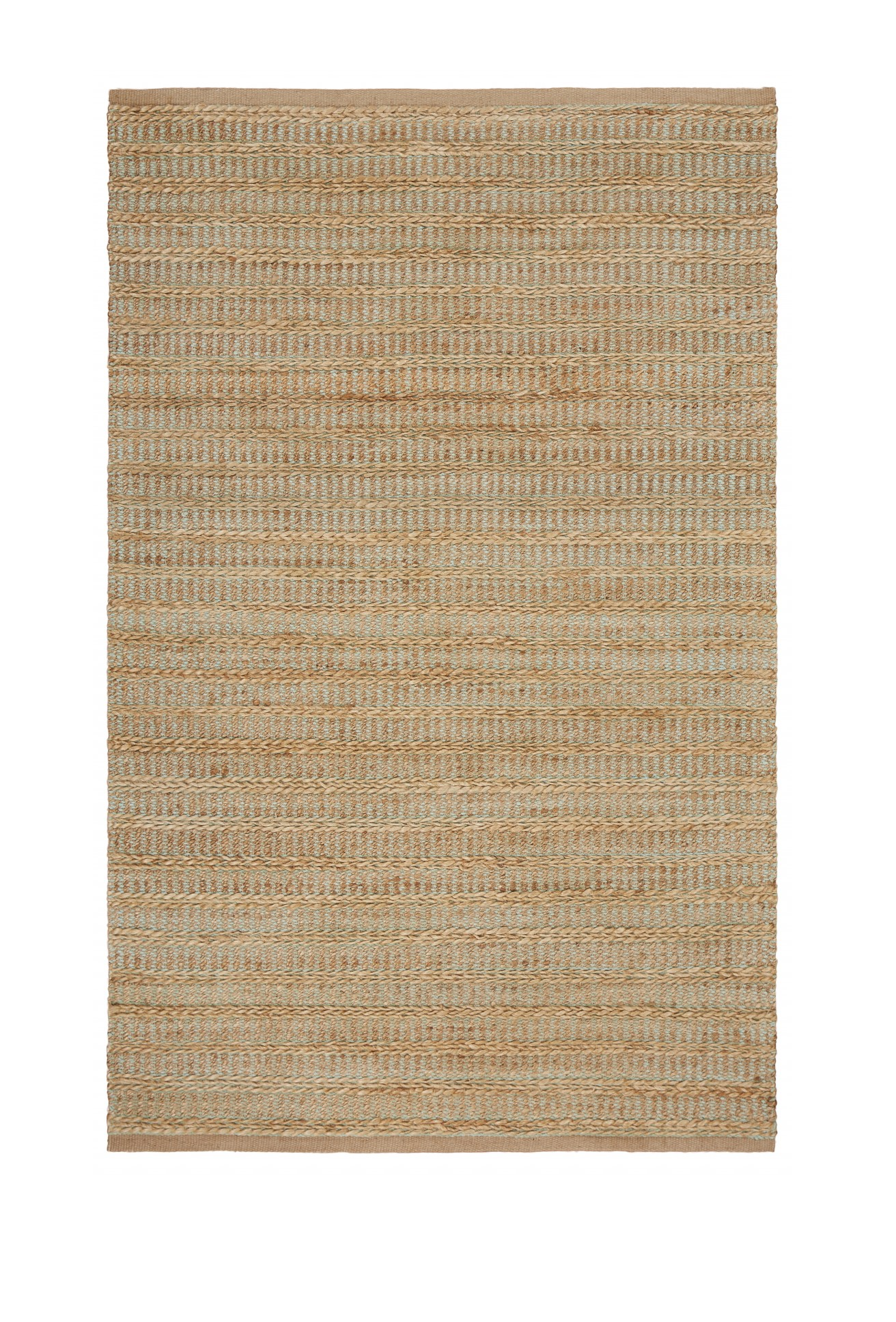 8’ x 10’ Tan and Seafoam Braided Area Rug