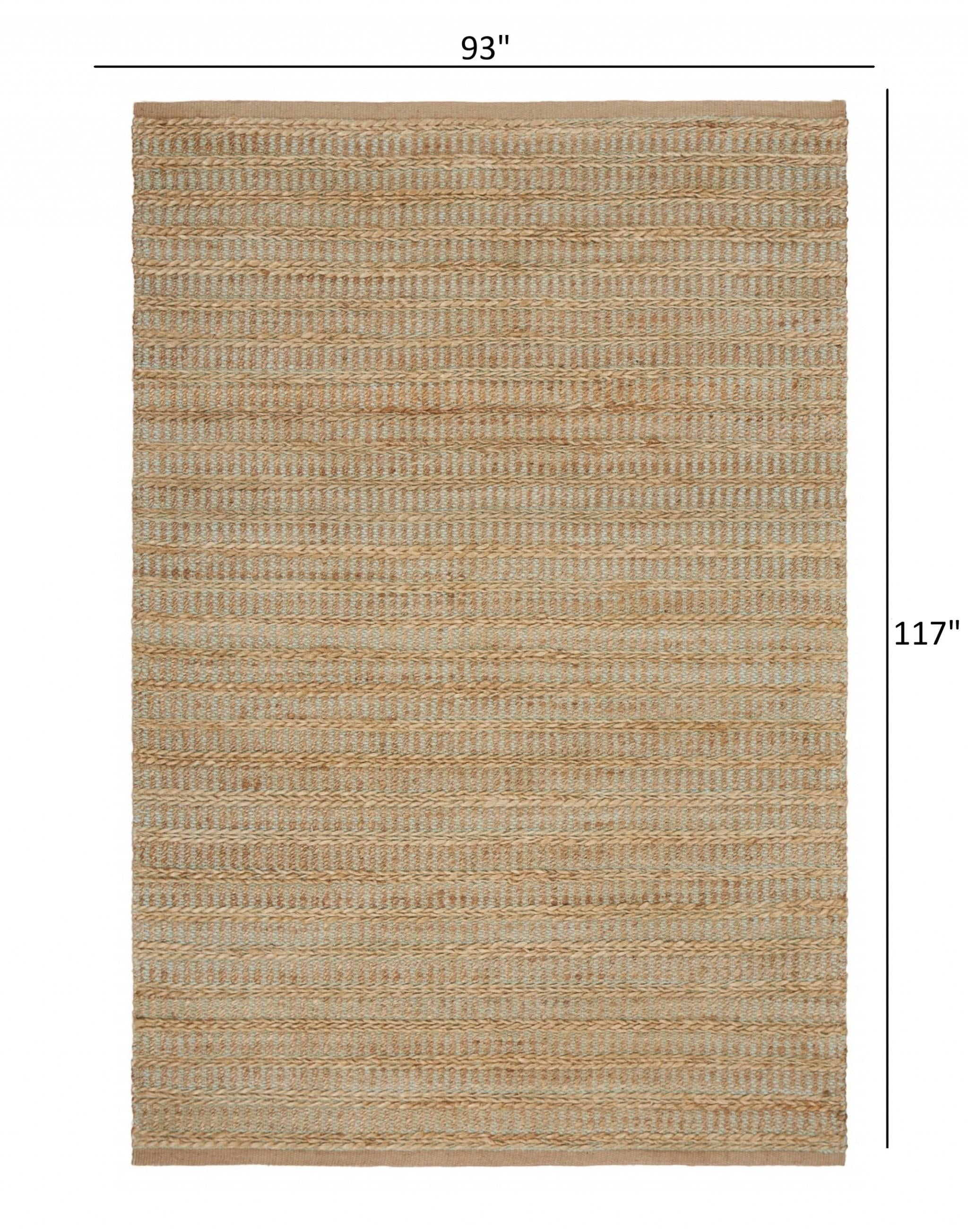 8’ x 10’ Tan and Seafoam Braided Area Rug
