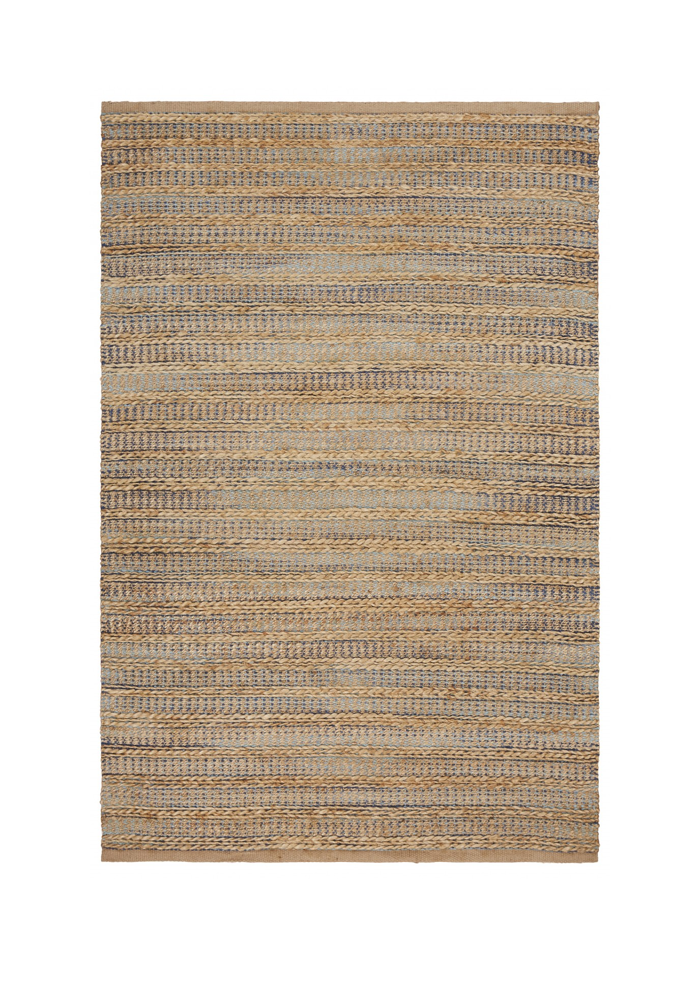 5’ x 8’ Tan and Navy Braided Jute Area Rug