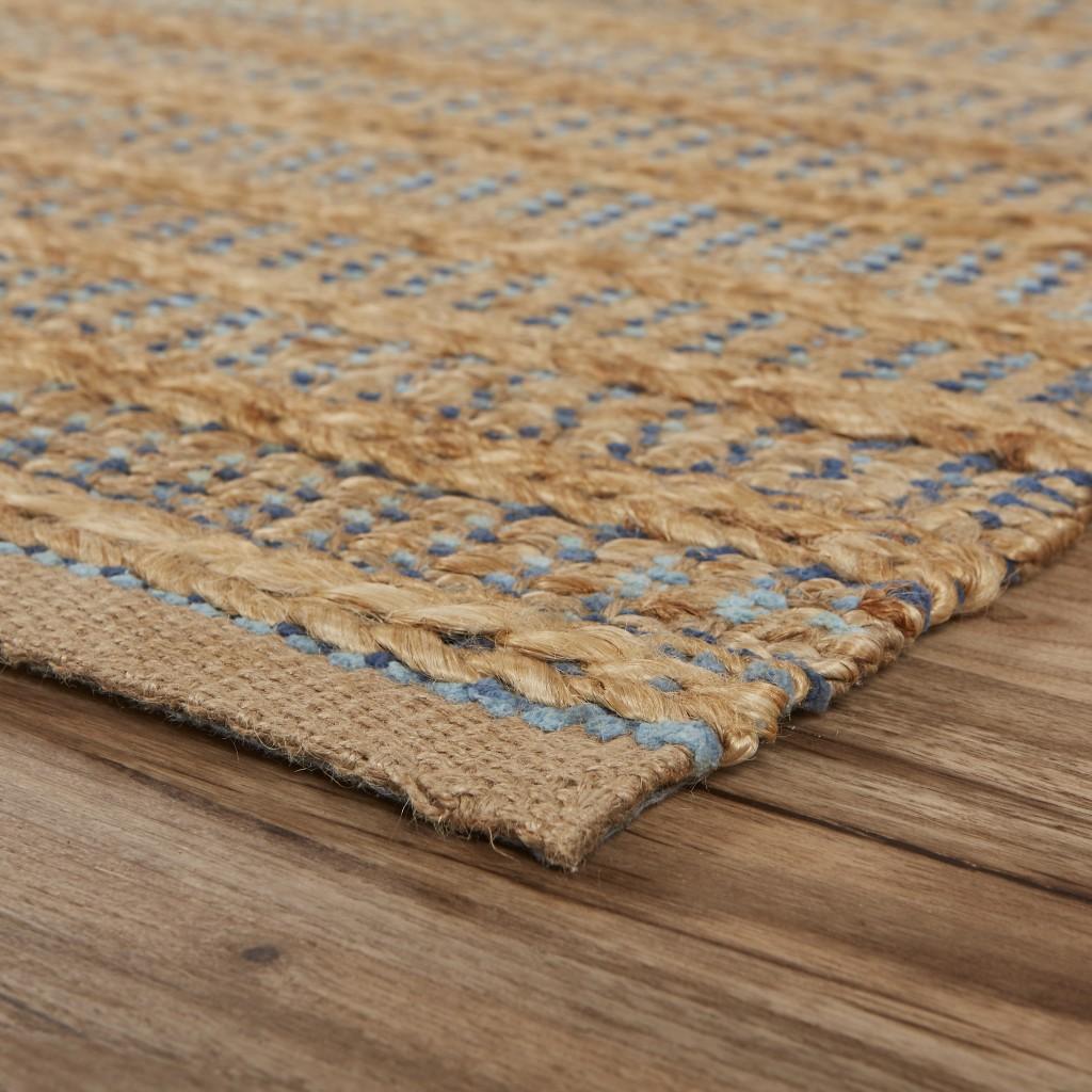 9’ x 12’ Tan and Navy Braided Jute Area Rug