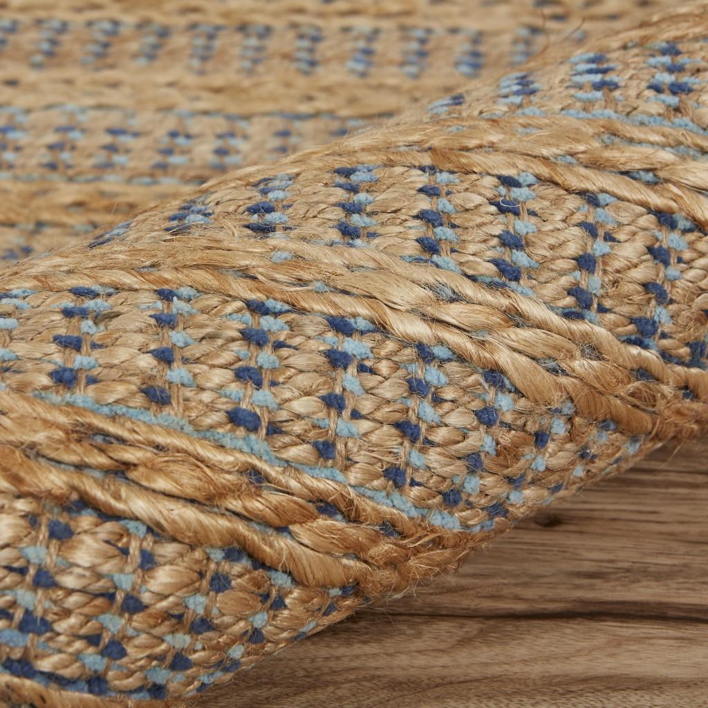 9’ x 12’ Tan and Navy Braided Jute Area Rug