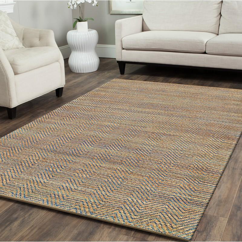 9’ x 12’ Tan and Navy Boho Chic Area Rug