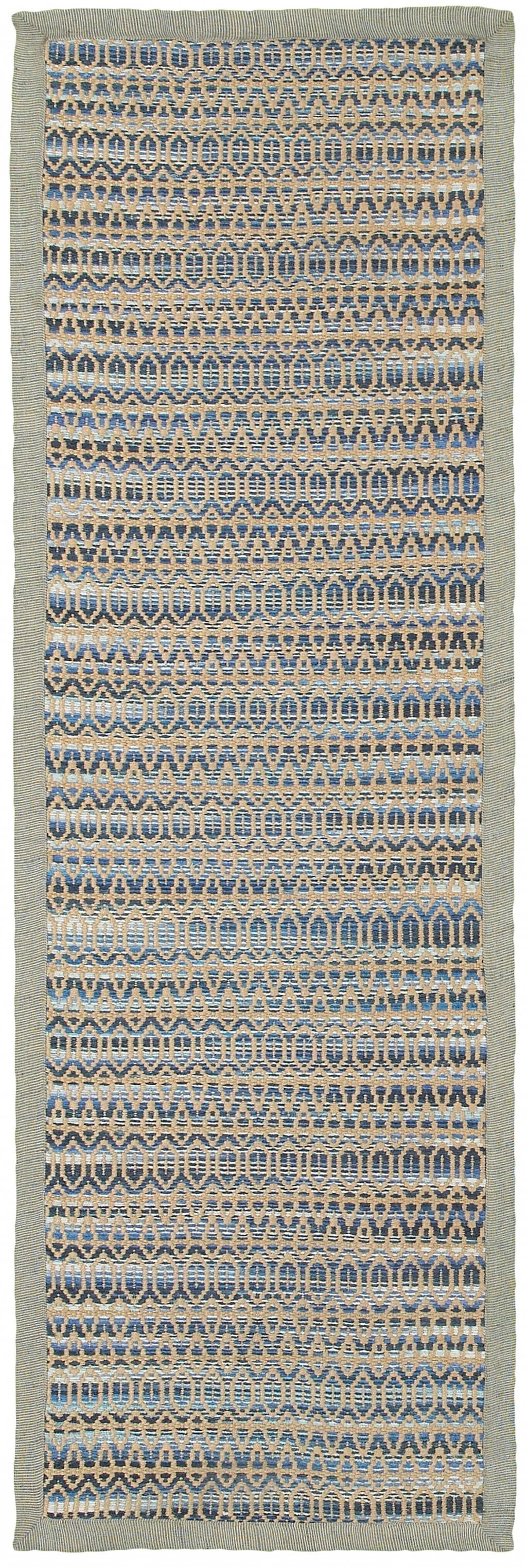 3’ x 8’ Round Navy and Tan Striated Runner Rug Default Title