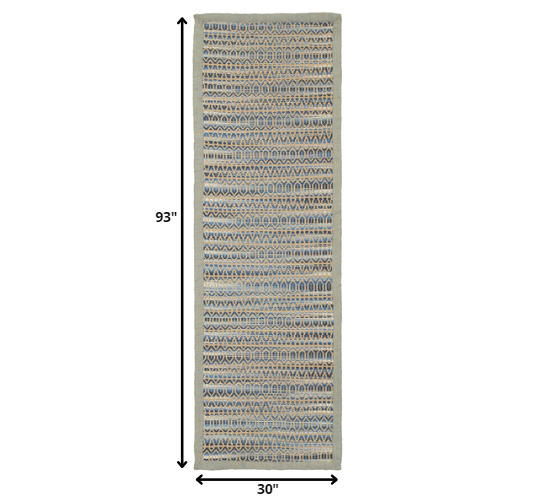 3’ x 8’ Round Navy and Tan Striated Runner Rug