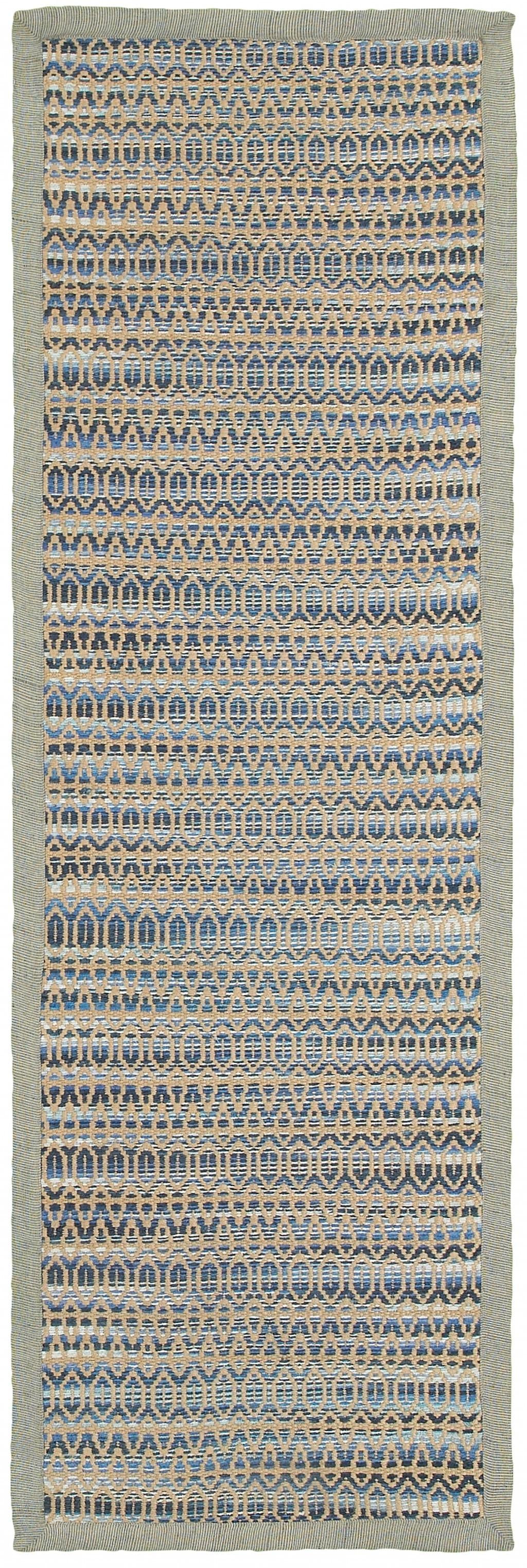 3’ x 8’ Round Navy and Tan Striated Runner Rug