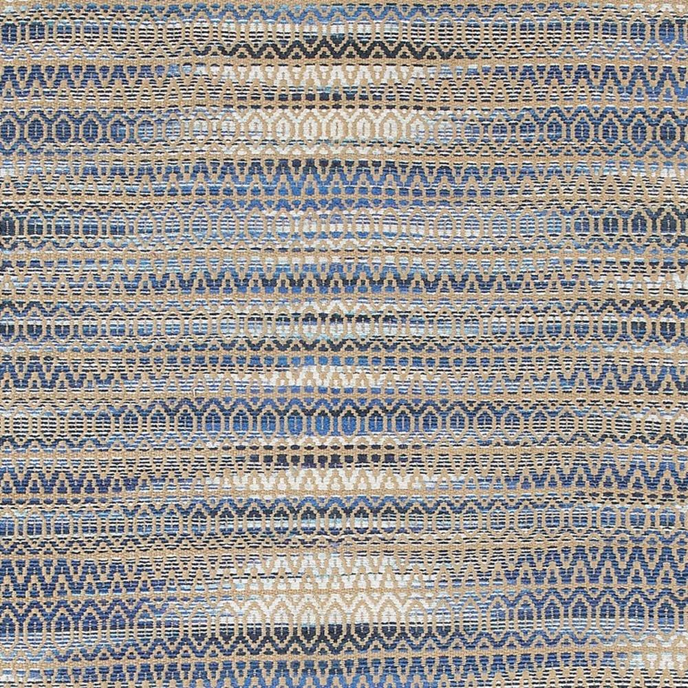 5’ x 8’ Round Navy and Tan Striated Area Rug