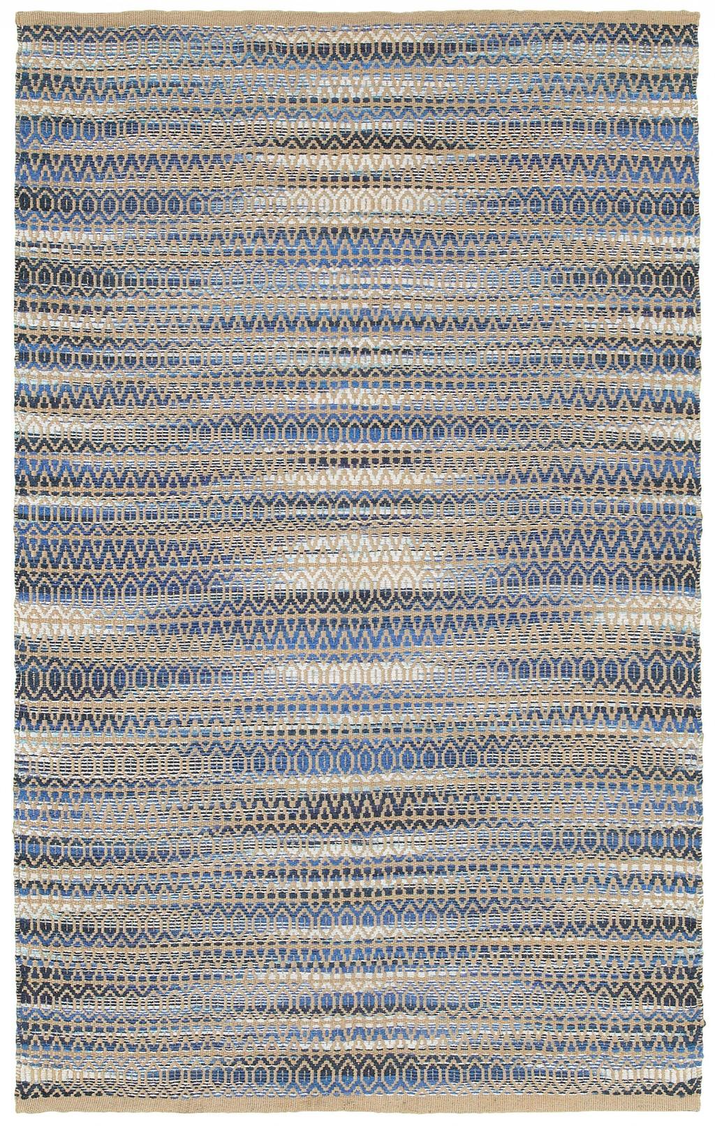 8’ x 10’ Round Navy and Tan Striated Area Rug Default Title