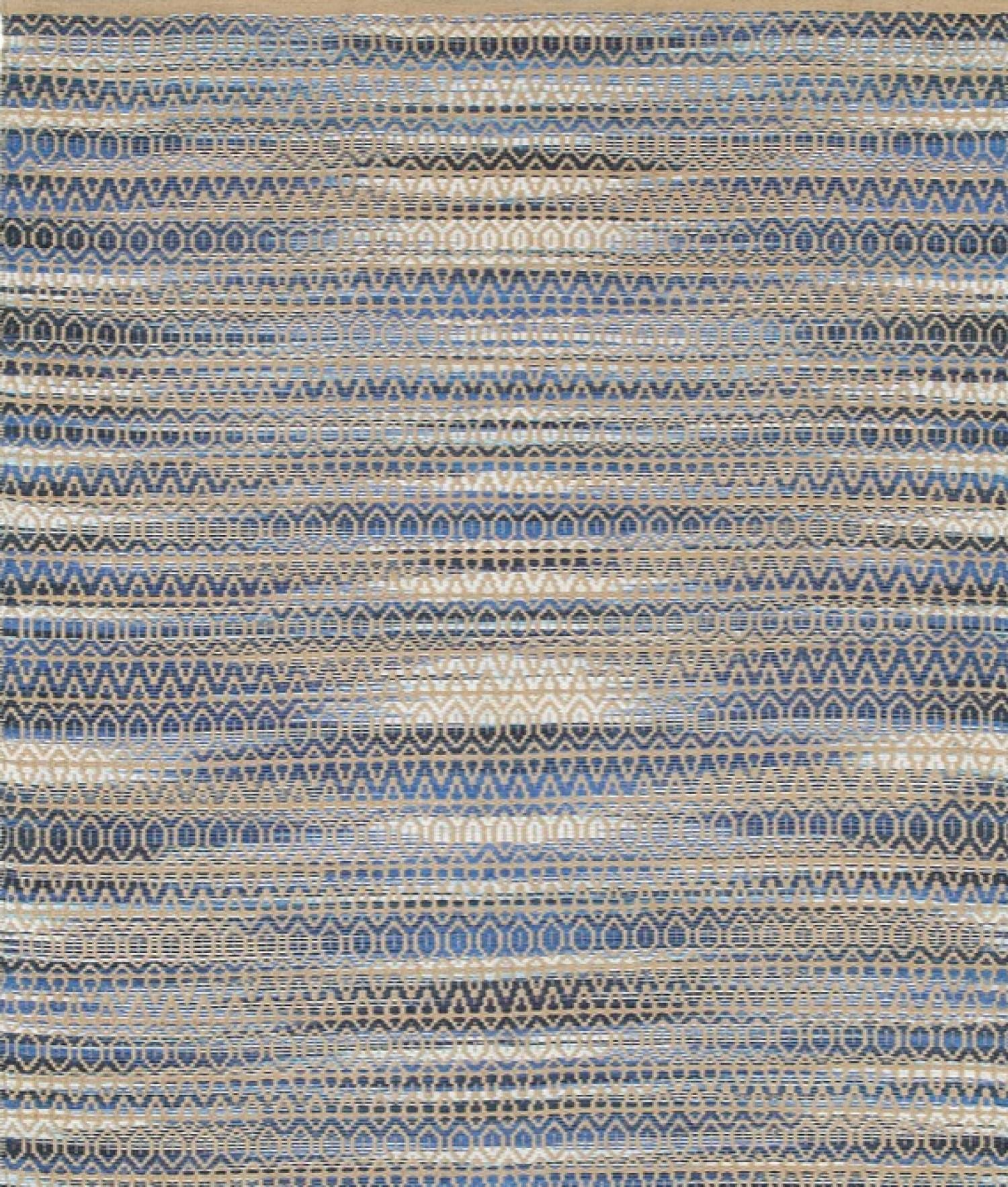 8’ x 10’ Round Navy and Tan Striated Area Rug