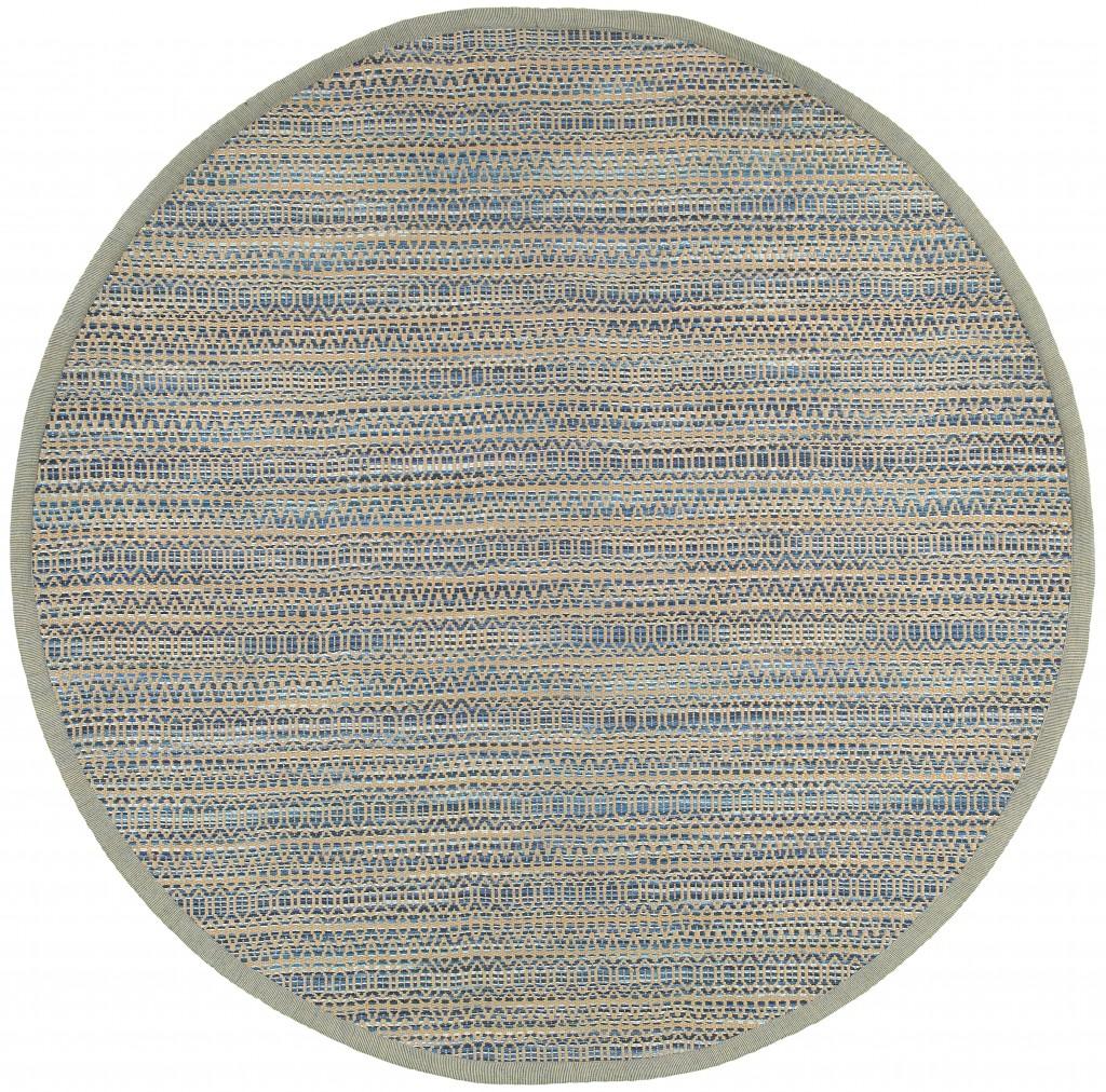 8’ Round Navy and Tan Striated Area Rug Default Title