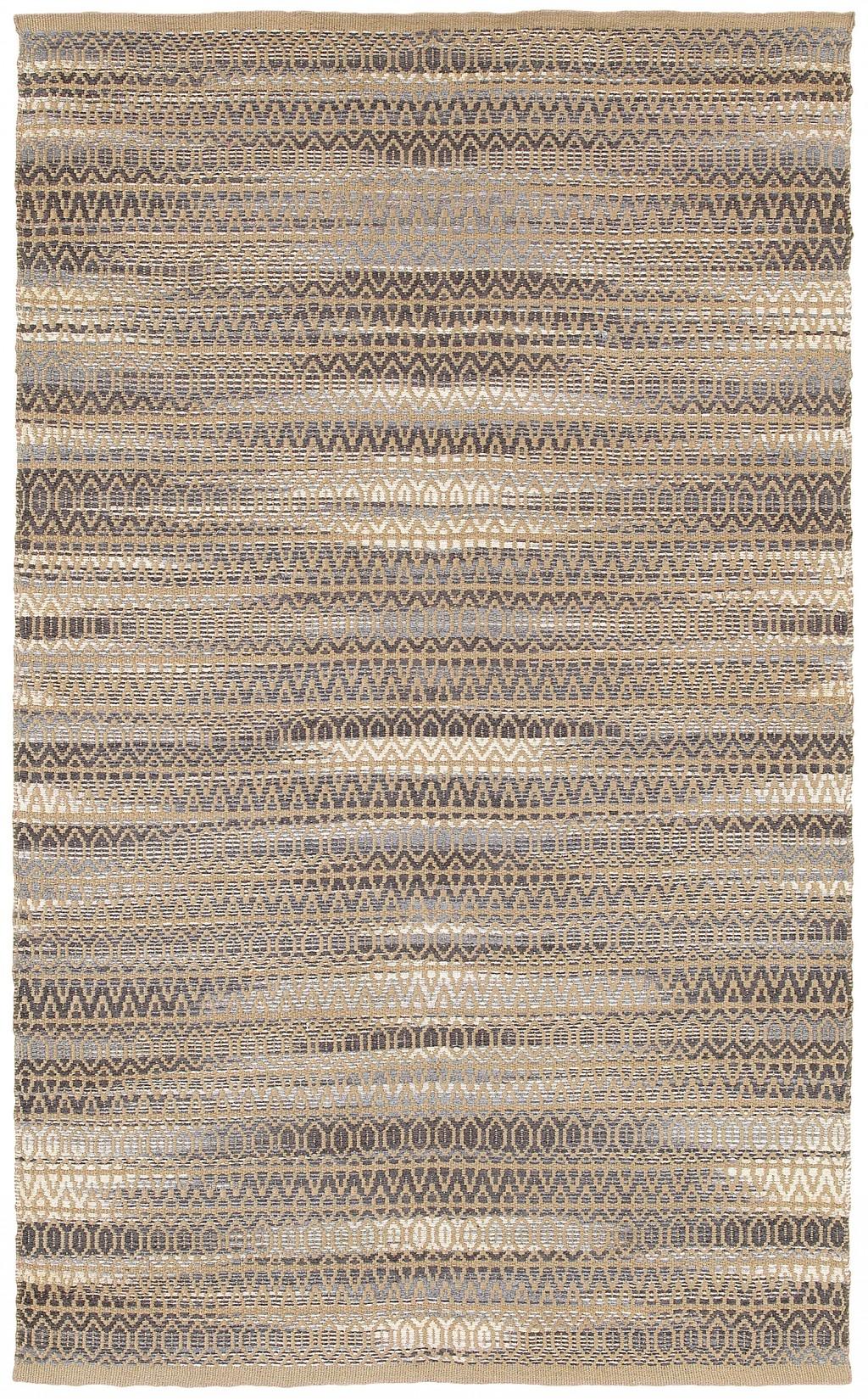 5’ x 8’ Gray and Tan Striated Runner Rug Default Title