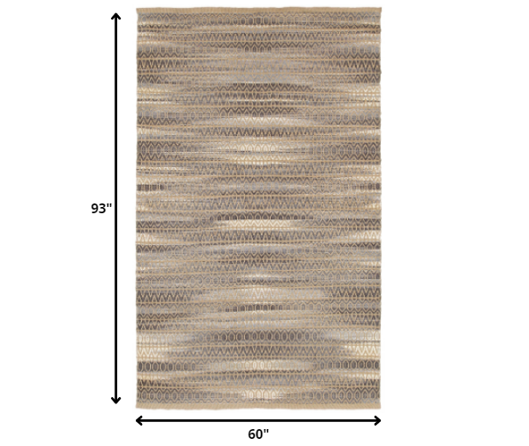 5’ x 8’ Gray and Tan Striated Runner Rug