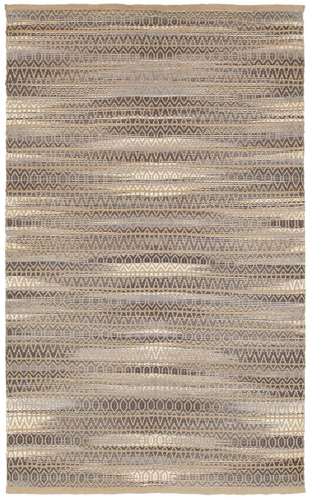 5’ x 8’ Gray and Tan Striated Runner Rug