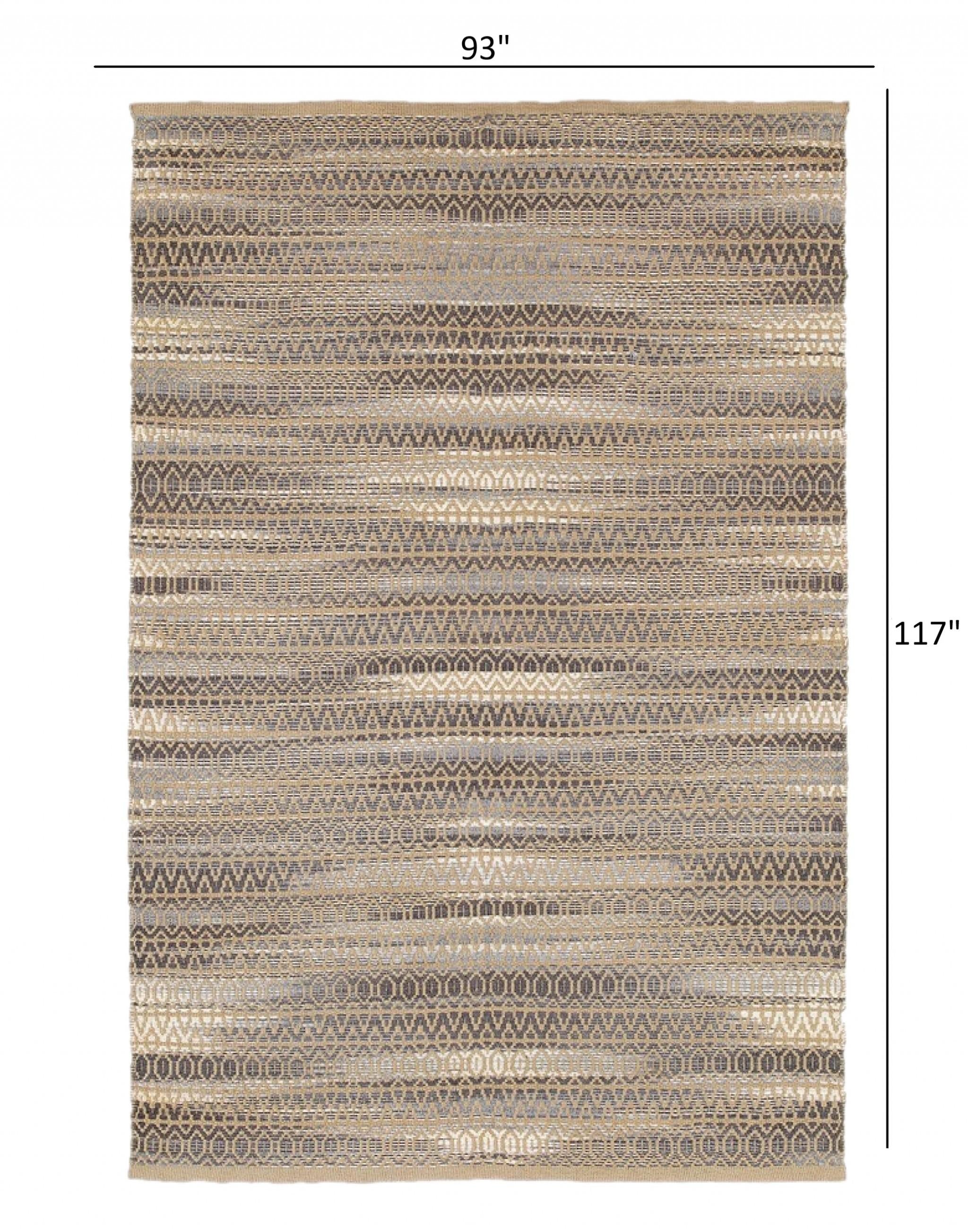 8’ x 10’ Gray and Tan Striated Runner Rug