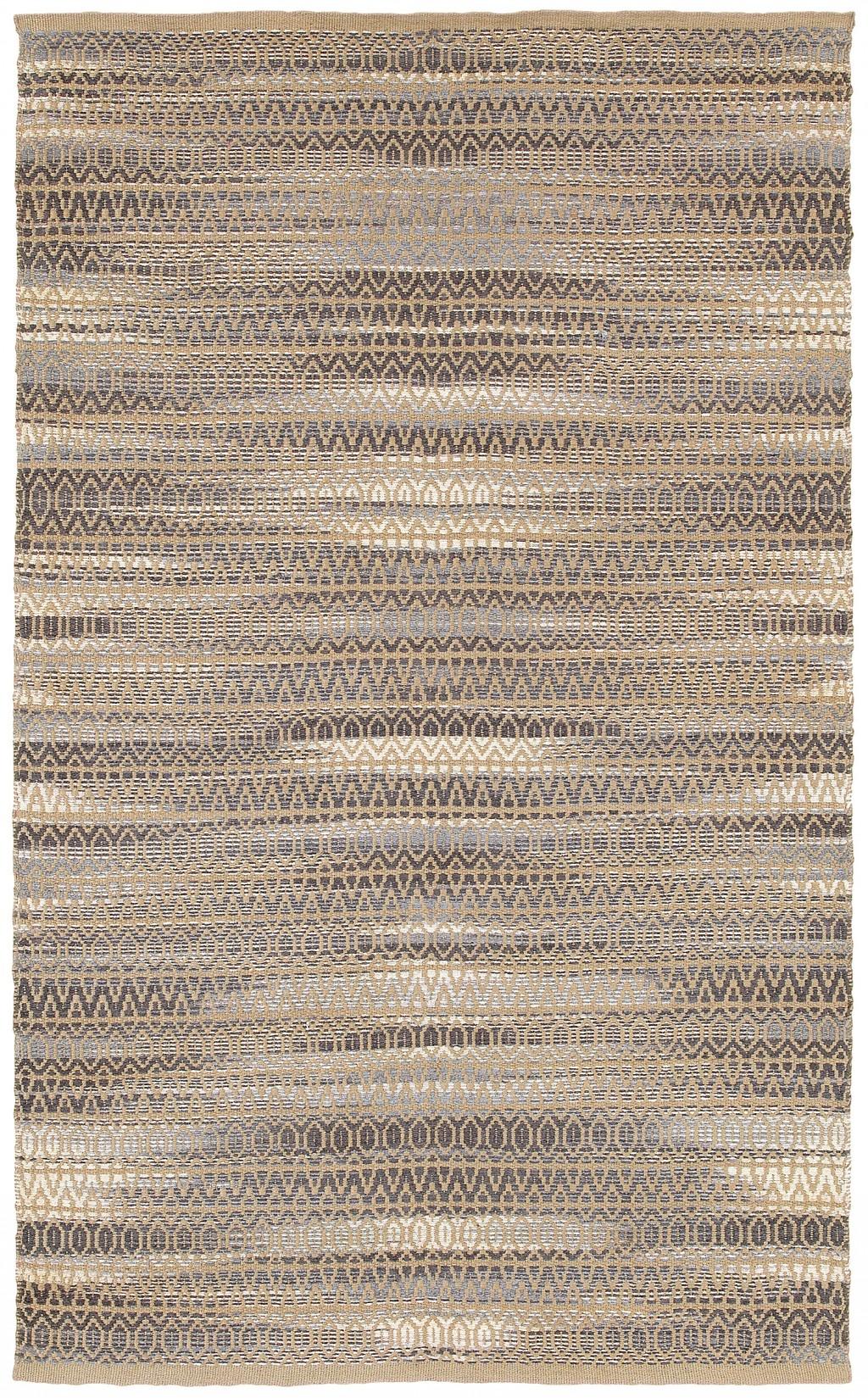 9’ x 12’ Gray and Tan Striated Runner Rug