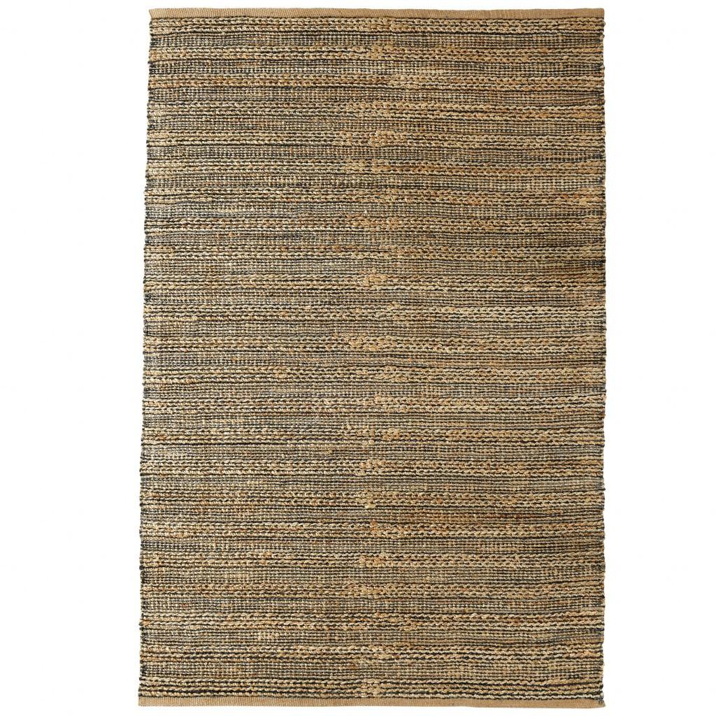 5’ x 8’ Gray and Natural Braided Striped Area Rug
