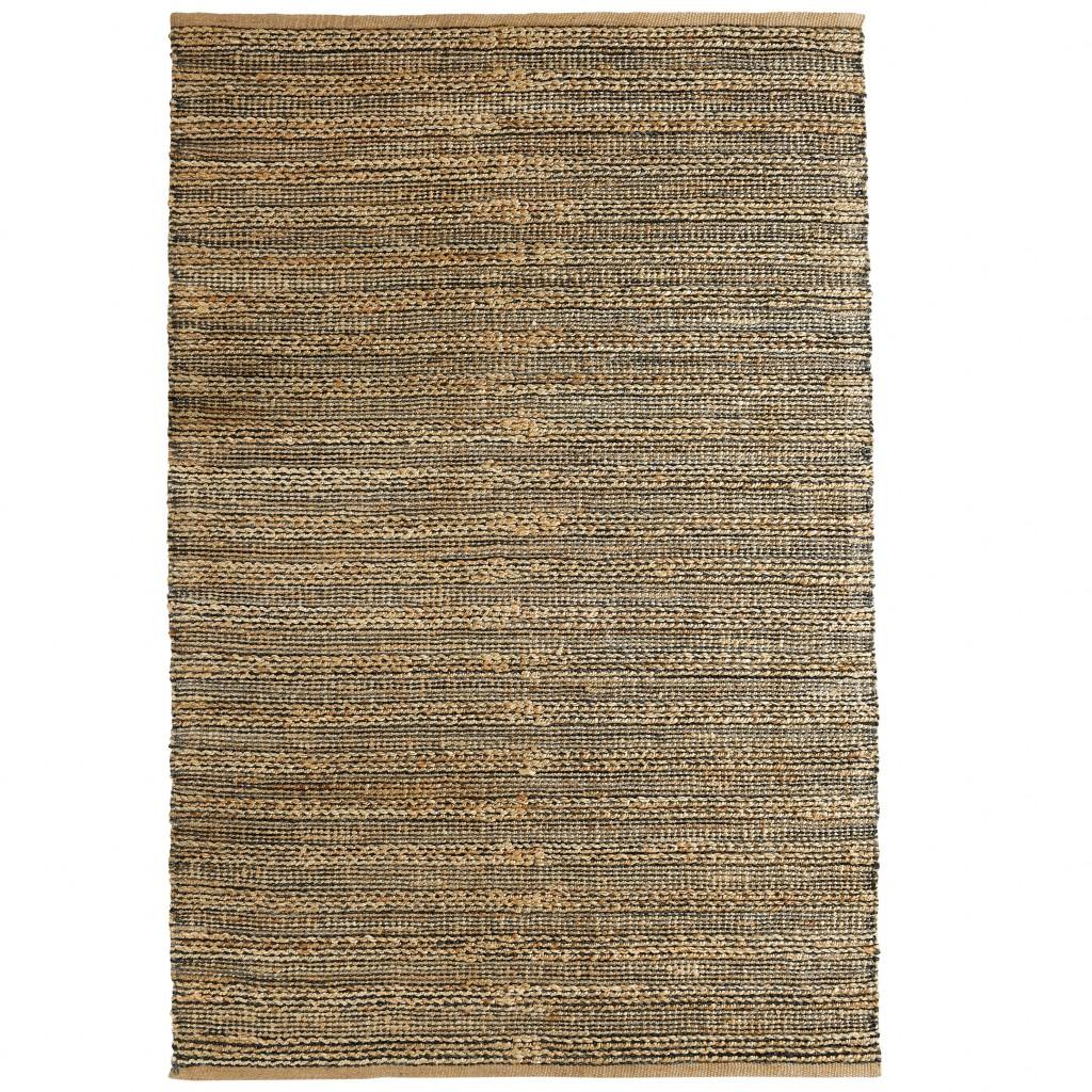 8’ x 10’ Gray and Natural Braided Striped Area Rug Default Title