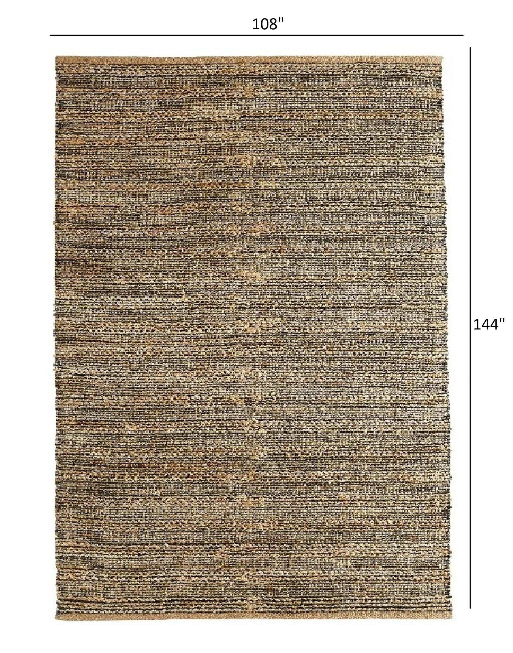 9’ x 12’ Gray and Natural Braided Striped Area Rug