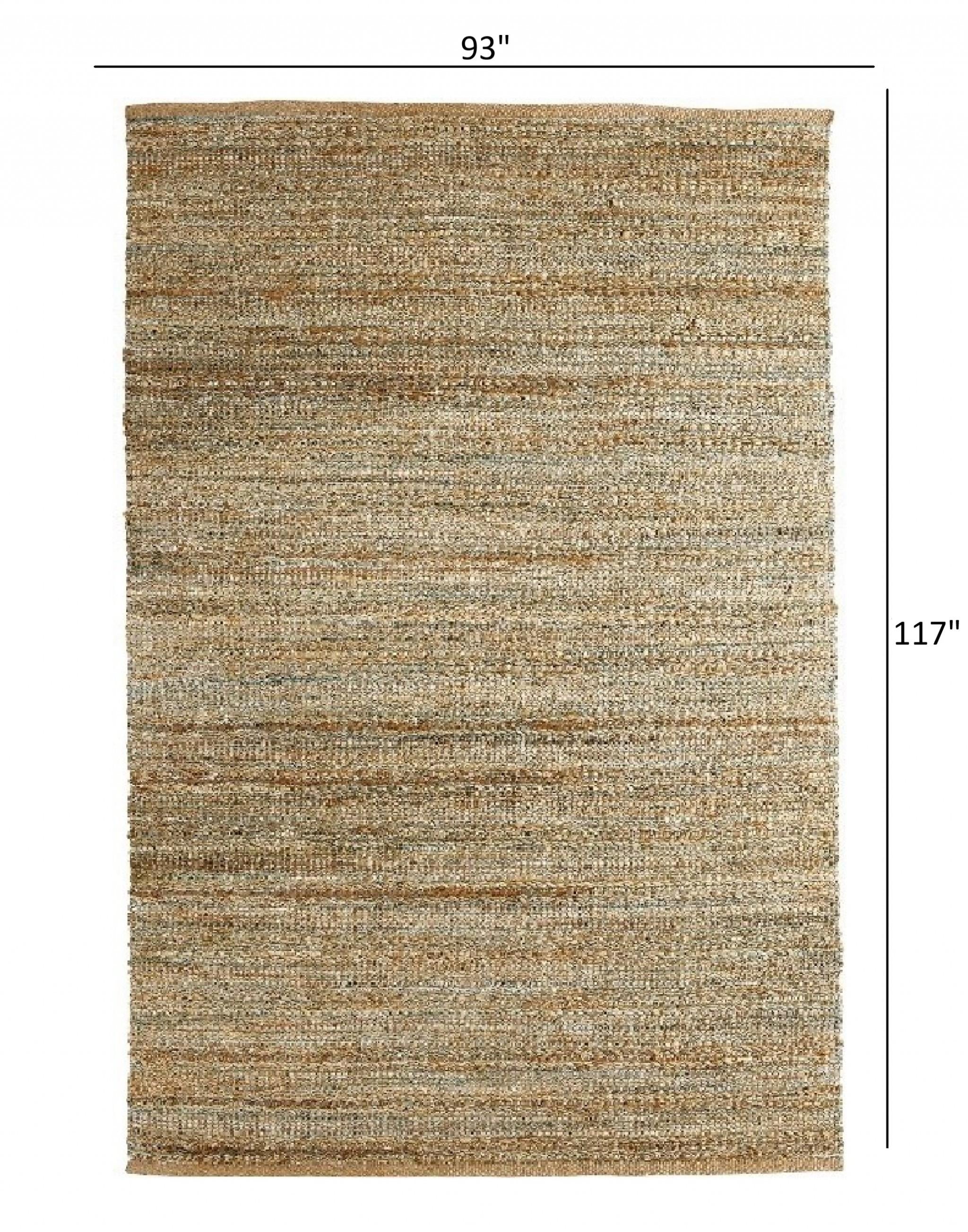 8’ x 10’ Blue and Natural Braided Jute Area Rug