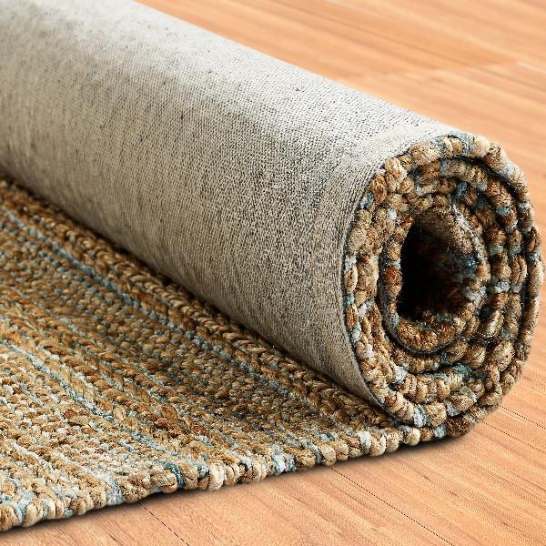 9’ x 12’ Blue and Natural Braided Jute Area Rug