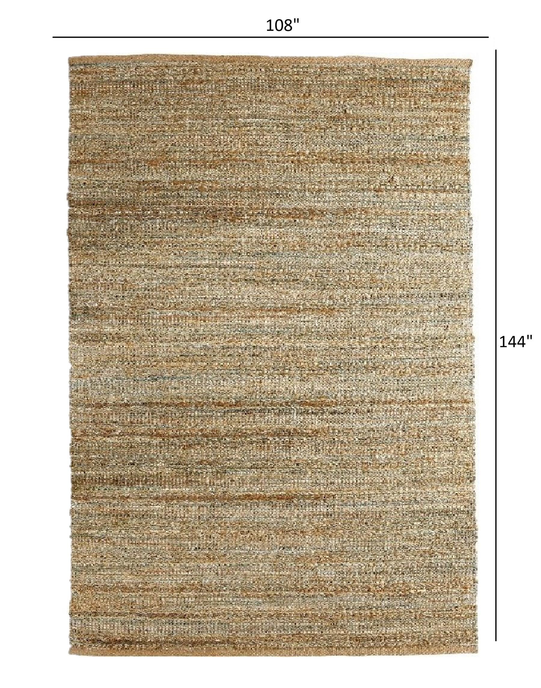 9’ x 12’ Blue and Natural Braided Jute Area Rug