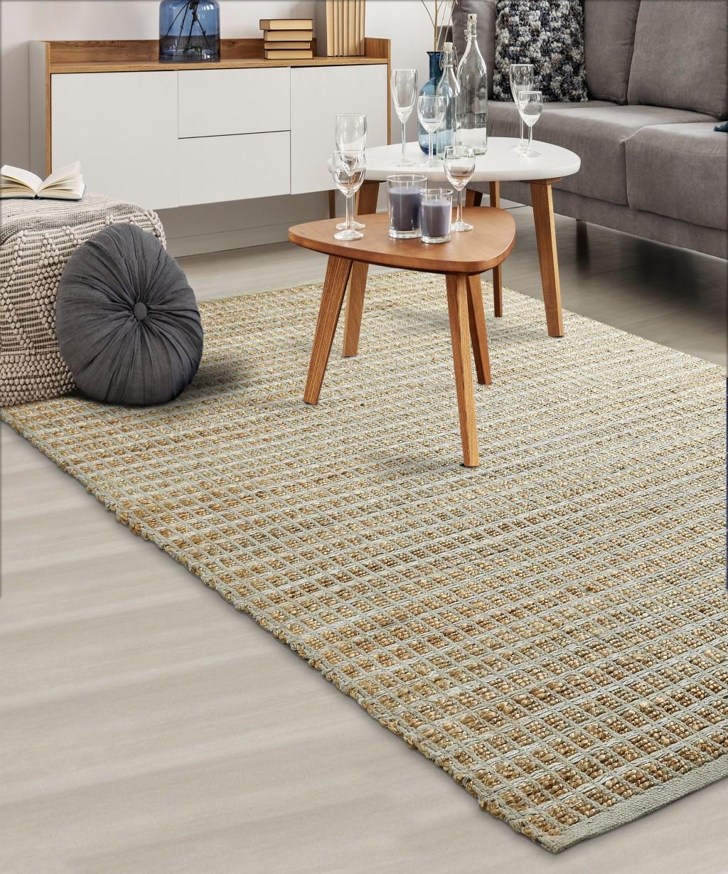 5’ x 8’ Gray Grid Farmhouse Area Rug