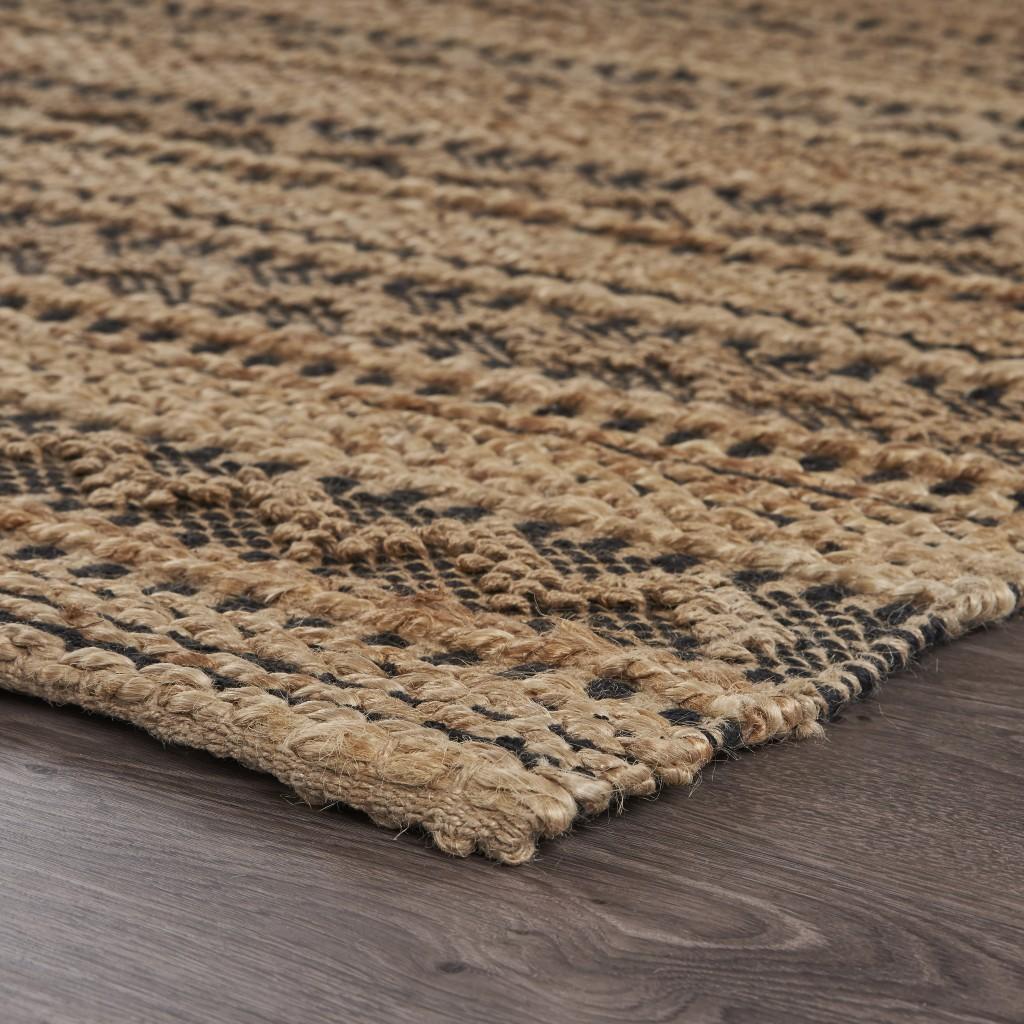 5’ x 8’ Tan and Black Intricate Striped Area Rug