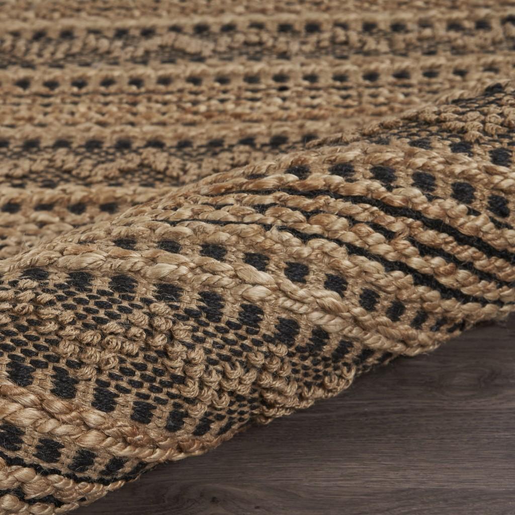 5’ x 8’ Tan and Black Intricate Striped Area Rug