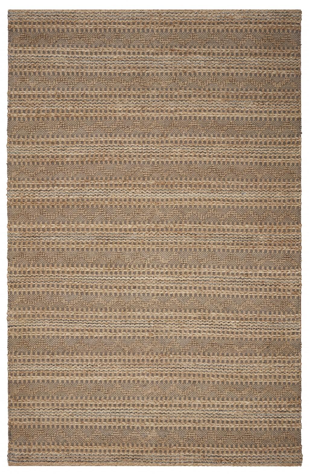5’ x 8’ Tan and Gray Intricate Striped Area Rug Default Title