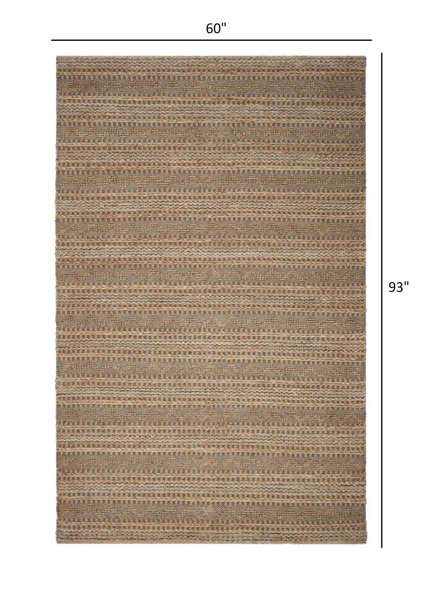 5’ x 8’ Tan and Gray Intricate Striped Area Rug