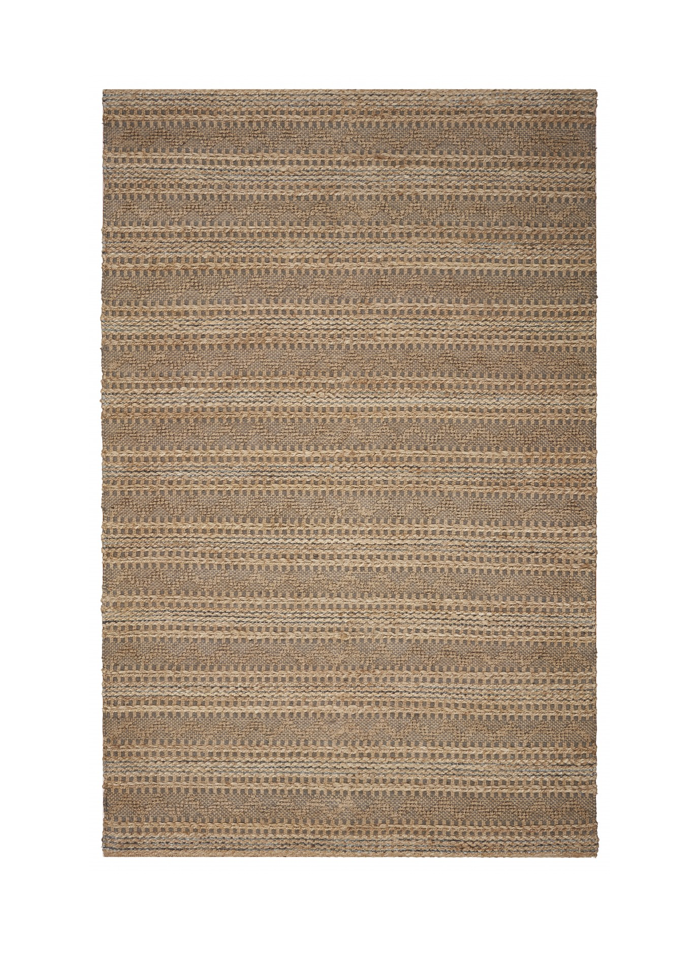 5’ x 8’ Tan and Gray Intricate Striped Area Rug