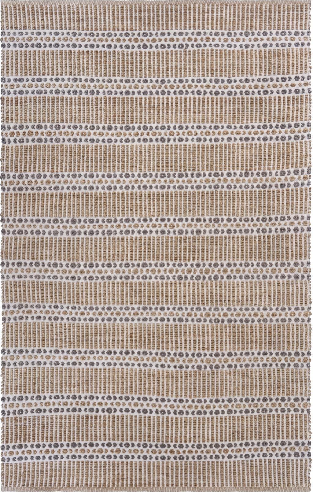 8’ x 10’ Tan and Gray Detailed Stripes Area Rug Default Title