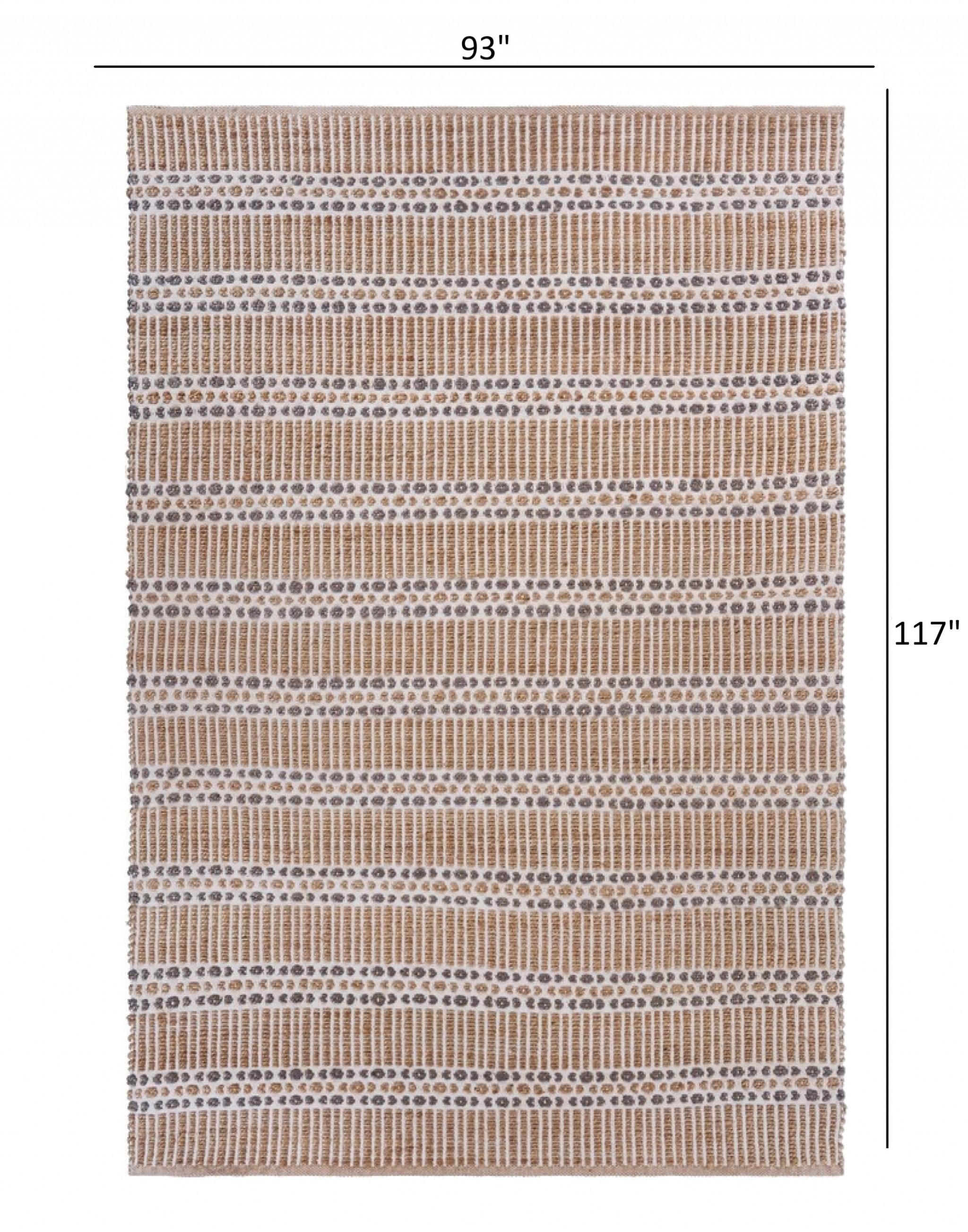 8’ x 10’ Tan and Gray Detailed Stripes Area Rug