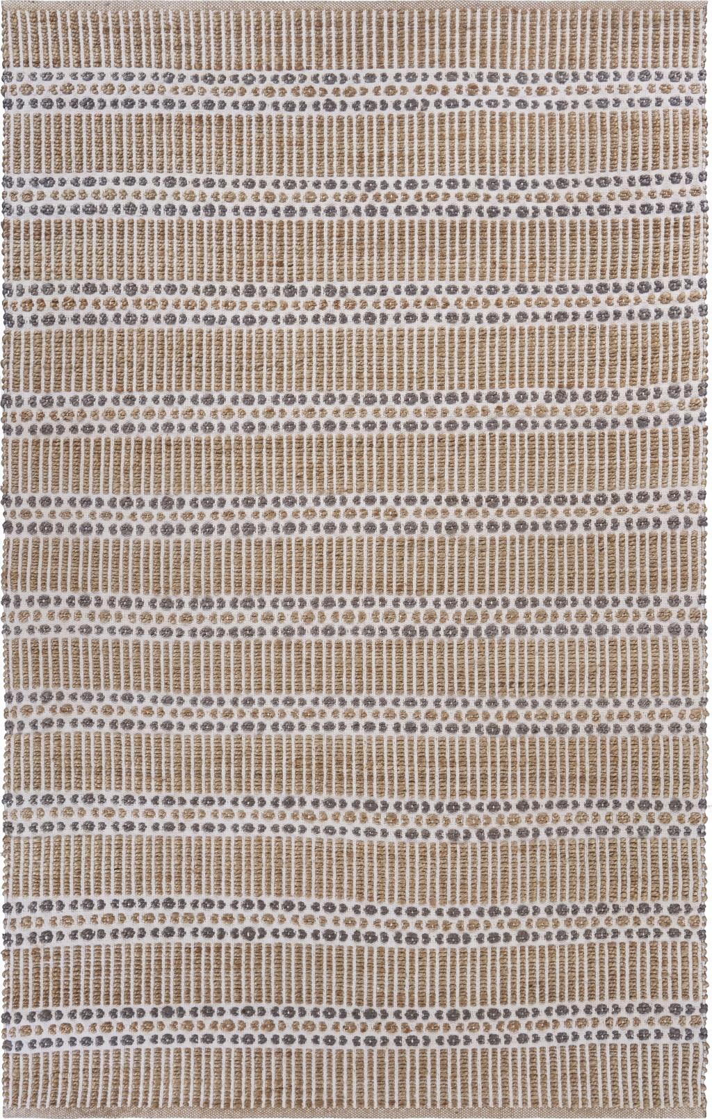 9’ x 12’ Tan and Gray Detailed Stripes Area Rug