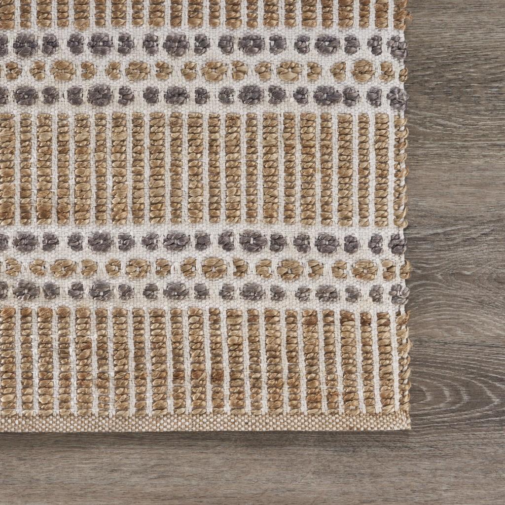 9’ x 12’ Tan and Gray Detailed Stripes Area Rug