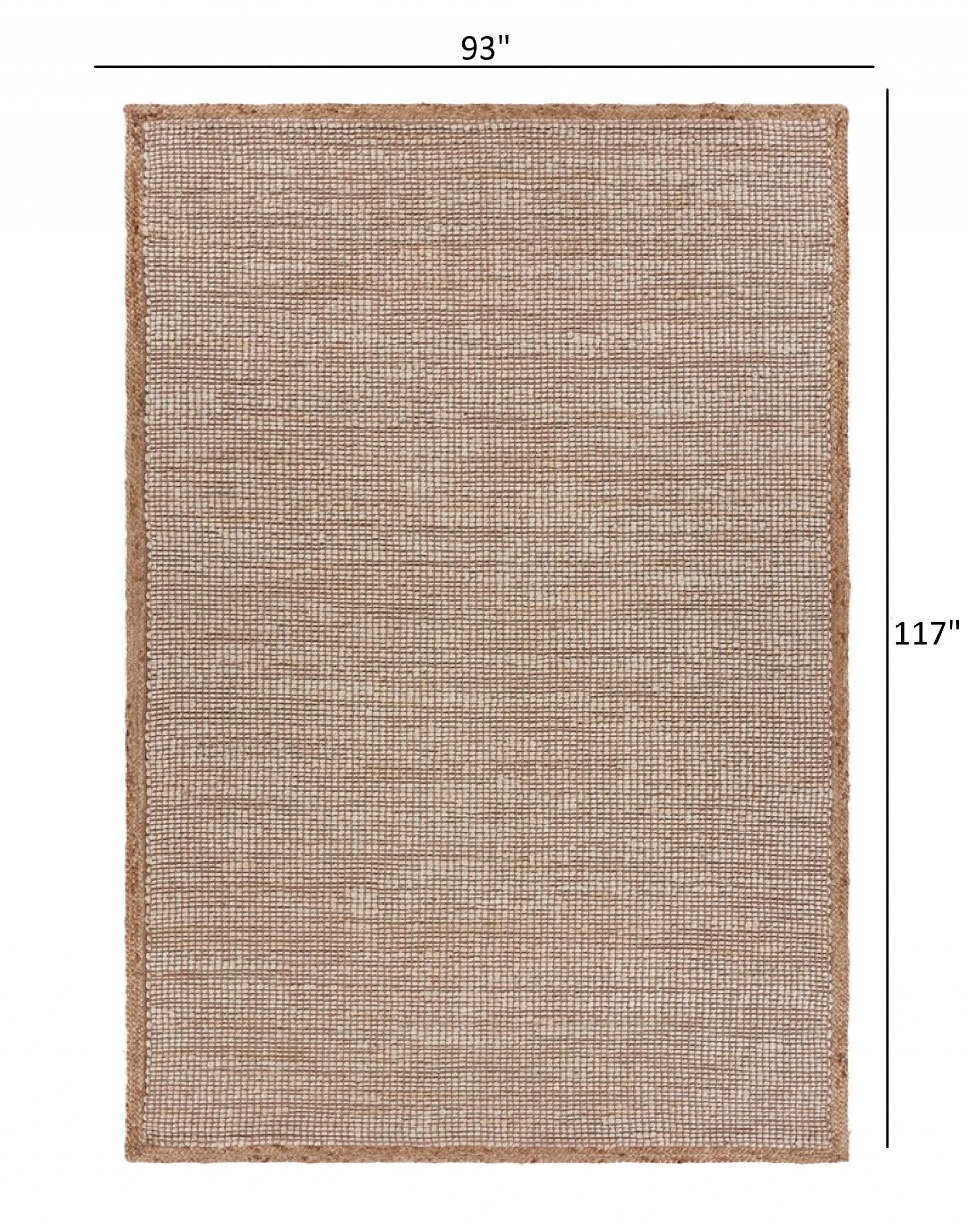8’ x 10’ Tan and White Braid Border Area Rug
