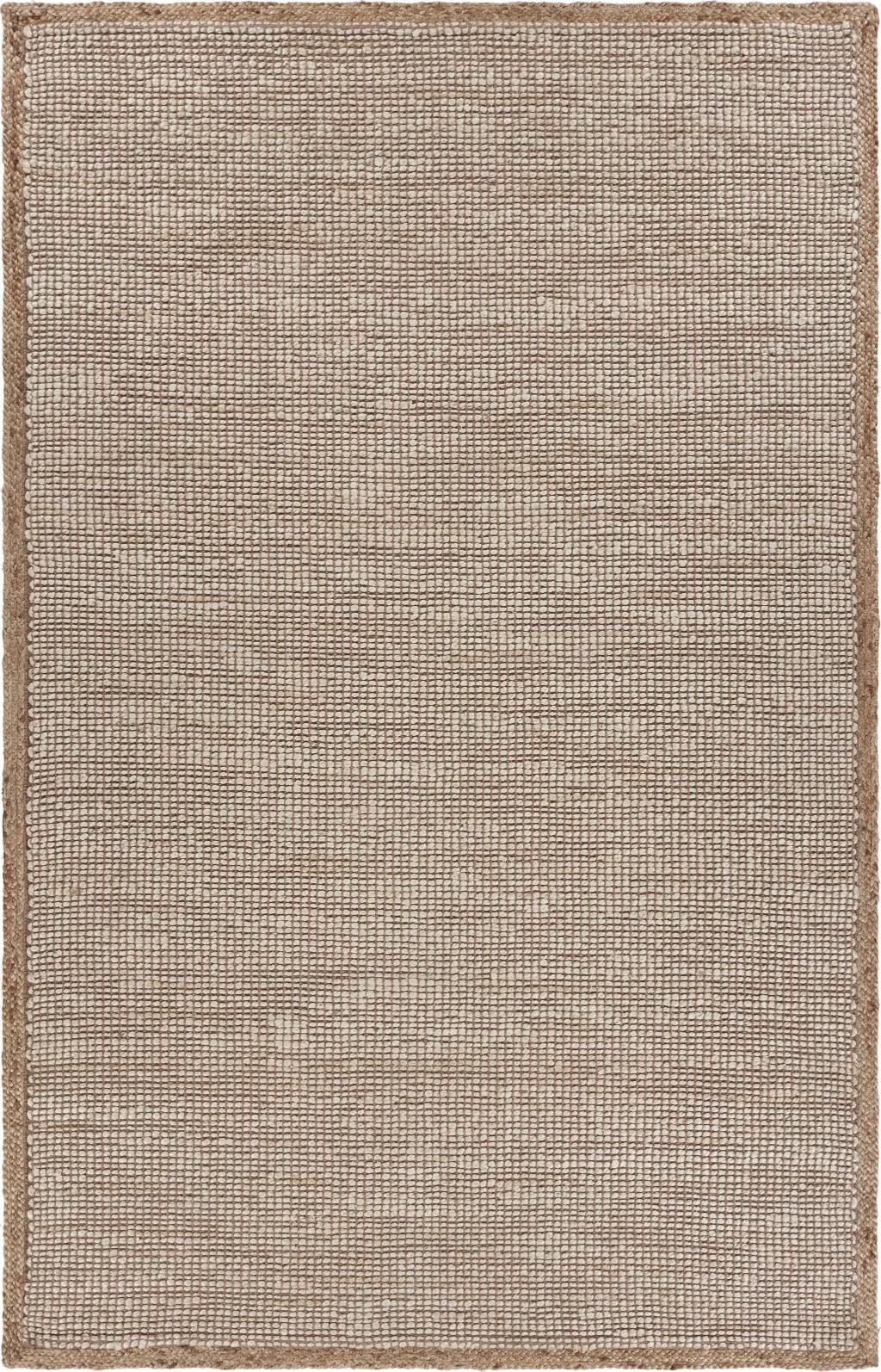 9’ x 12’ Tan and White Braid Border Area Rug